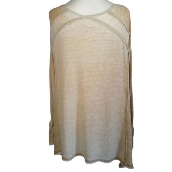 Free People Pacific Thermal Long Sleeve Rust Orange Waffle Knit Size Small - Picture 8 of 9